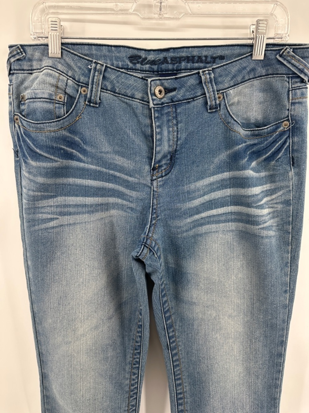 Blue Asphalt VTG Y2K Grunge Western McBing Classic Blue Lowrise Jeans Sz11 - Picture 3 of 11